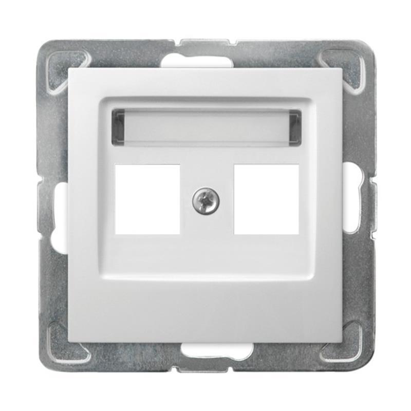 Ospel Impresja biały - obudowa gniazda podwójnego typu Keystone prosta GPK-2Y/p/00