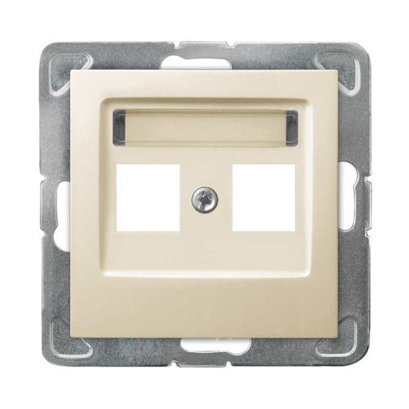 Ospel Impresja ecru - obudowa gniazda podwójnego typu Keystone prosta GPK-2Y/p/27