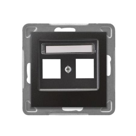 Ospel Impresja antracyt - obudowa gniazda podwójnego typu Keystone prosta GPK-2Y/p/50