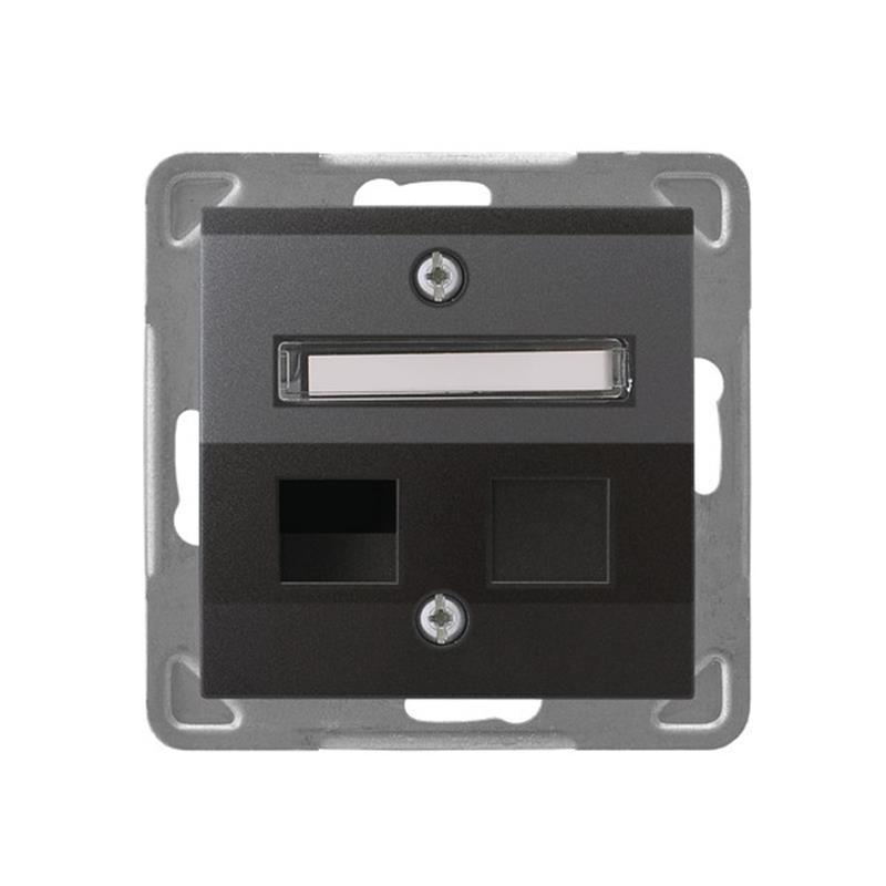 Ospel Impresja antracyt - obudowa gniazda pojedynczego typu Keystone skośna GPK-1YS/p/50