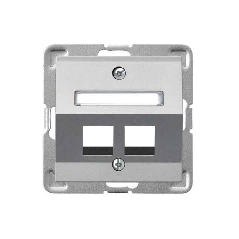 Ospel Impresja srebrny - obudowa gniazda podwójnego typu Keystone skośna GPK-2YS/p/18