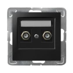 Ospel Impresja czarny - gniazdo antenowe podwójne typu F GPA-2YF/m/33