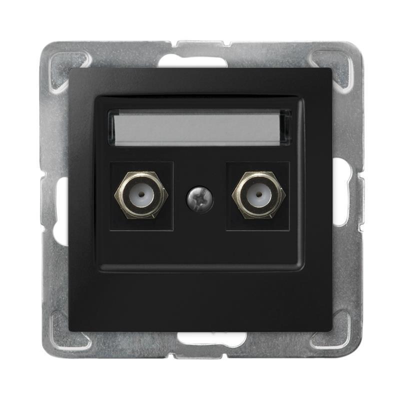 Ospel Impresja czarny - gniazdo antenowe podwójne typu F GPA-2YF/m/33