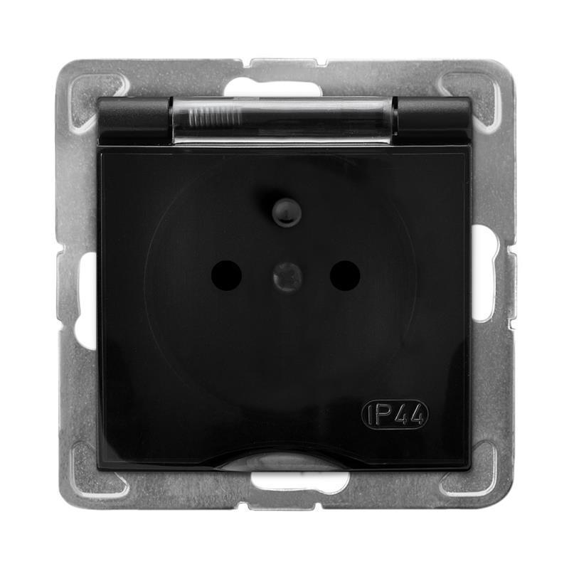 Ospel Impresja czarny - gniazdo bryzgoszczelne (+0) GPH-1YZ/m/33/d