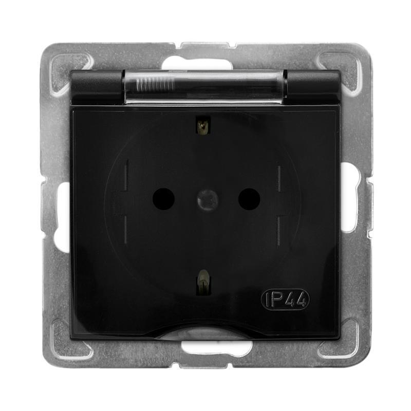 Ospel Impresja czarny - gniazdo bryzgoszczelne SCHUKO GPH-1YS/m/33/d