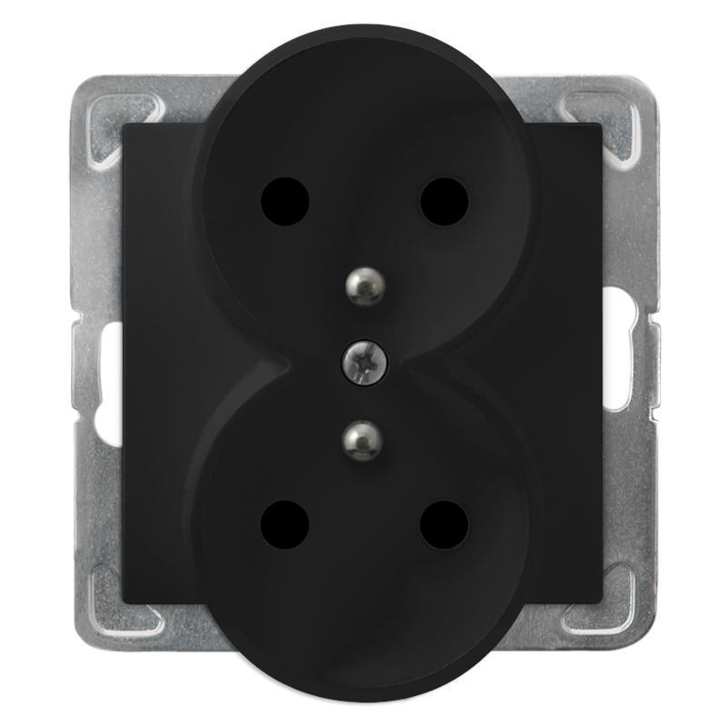 Ospel Impresja czarny - gniazdo podwójne (+0) do ramki GP-2YRZ/m/33