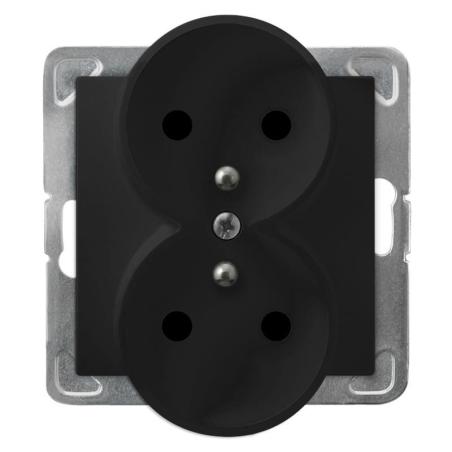 Ospel Impresja czarny - gniazdo podwójne (+0) do ramki GP-2YRZ/m/33