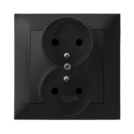 Ospel Impresja czarny - gniazdo podwójne (+0) GP-2YZ/33