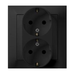 Ospel Impresja czarny - gniazdo podwójne (+0) SCHUKO GP-2YS/m/33