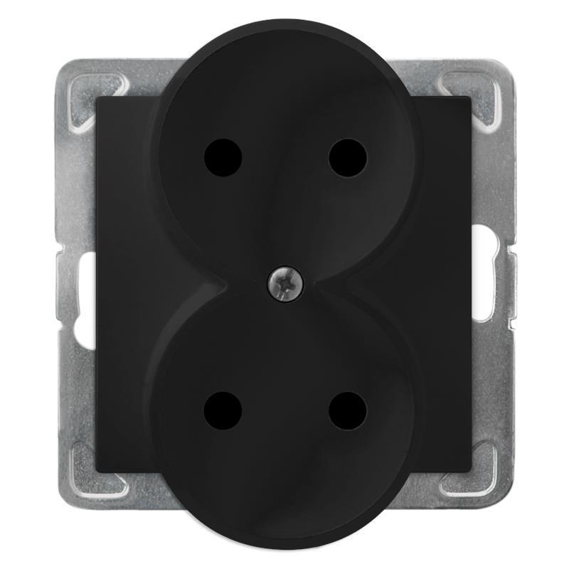 Ospel Impresja czarny - gniazdo podwójne do ramki GP-2YR/m/33