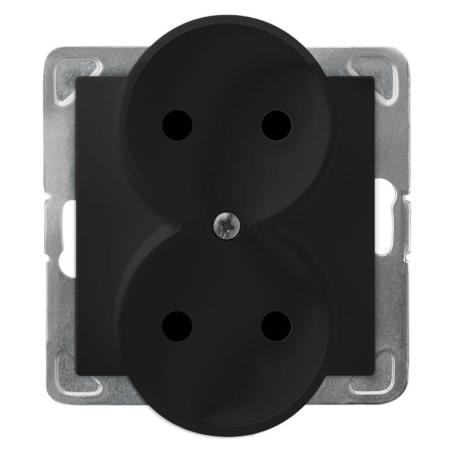 Ospel Impresja czarny - gniazdo podwójne do ramki GP-2YR/m/33