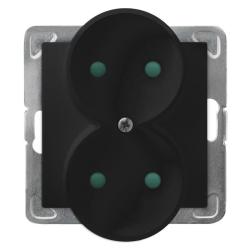 Ospel Impresja czarny - gniazdo podwójne do ramki z przesłonami GP-2YRP/m/33