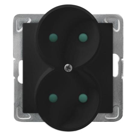 Ospel Impresja czarny - gniazdo podwójne do ramki z przesłonami GP-2YRP/m/33