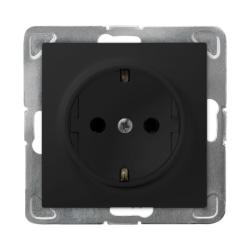 Ospel Impresja czarny - gniazdo pojedyncze (+0) SCHUKO GP-1YS/m/33