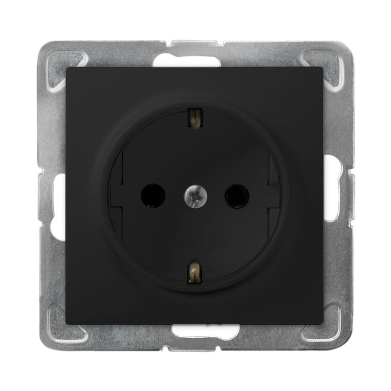 Ospel Impresja czarny - gniazdo pojedyncze (+0) SCHUKO GP-1YS/m/33