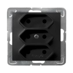 Ospel Impresja czarny - gniazdo potrójne GP-3Y/m/33