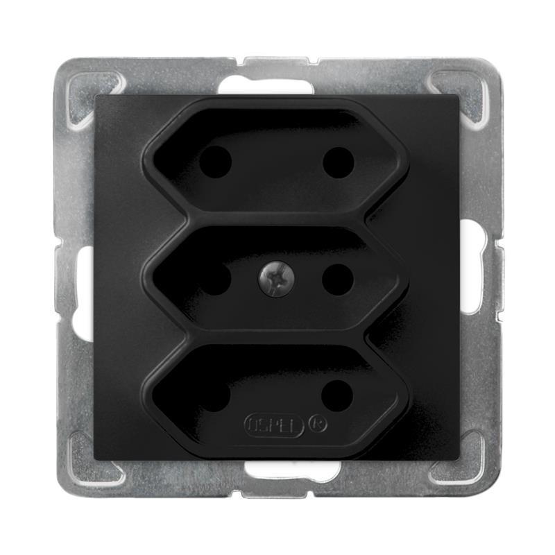 Ospel Impresja czarny - gniazdo potrójne GP-3Y/m/33