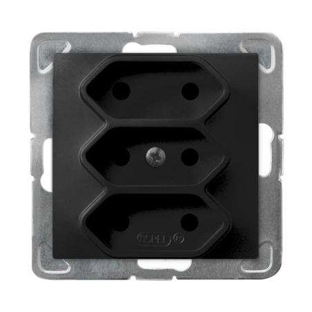 Ospel Impresja czarny - gniazdo potrójne GP-3Y/m/33