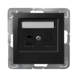 Ospel Impresja czarny - gniazdo telefoniczne GPT-1Y/m/33