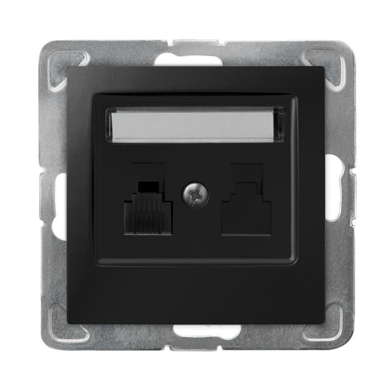 Ospel Impresja czarny - gniazdo telefoniczne GPT-1Y/m/33