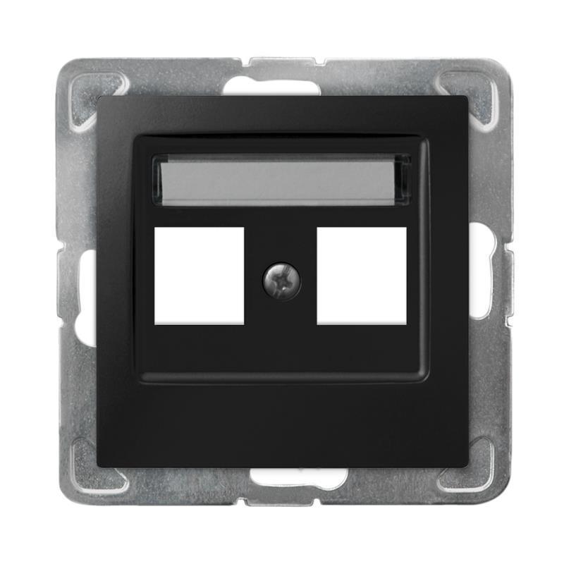 Ospel Impresja czarny - obudowa gniazda podwójnego typu Keystone prosta GPK-2Y/p/33