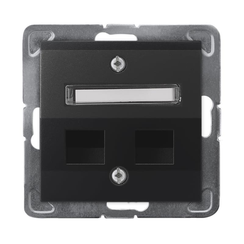 Ospel Impresja czarny - obudowa gniazda podwójnego typu Keystone skośna GPK-2YS/p/33