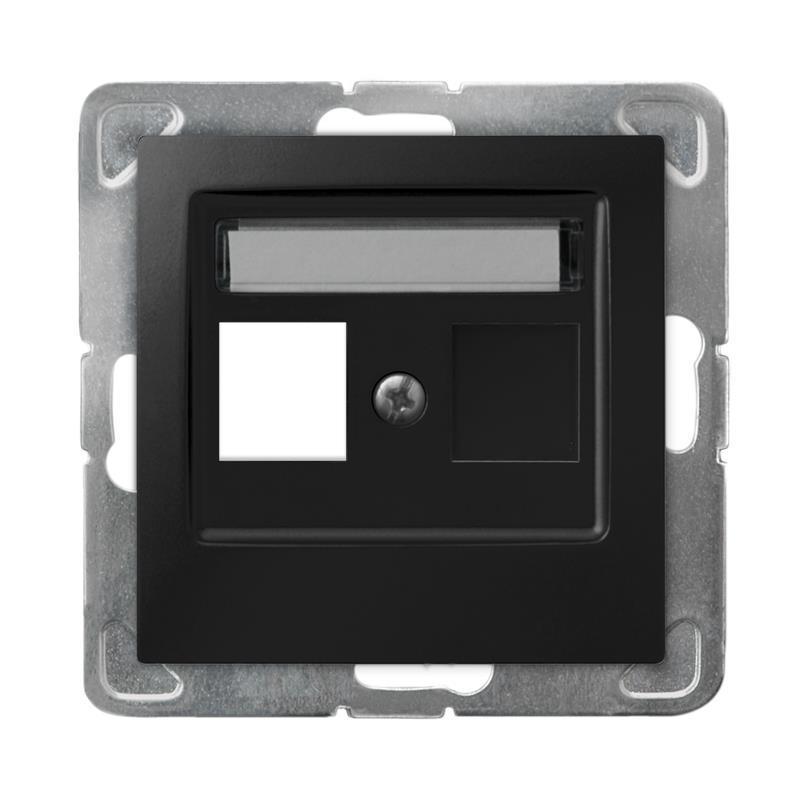 Ospel Impresja czarny - obudowa gniazda pojedynczego typu Keystone prosta GPK-1Y/p/33