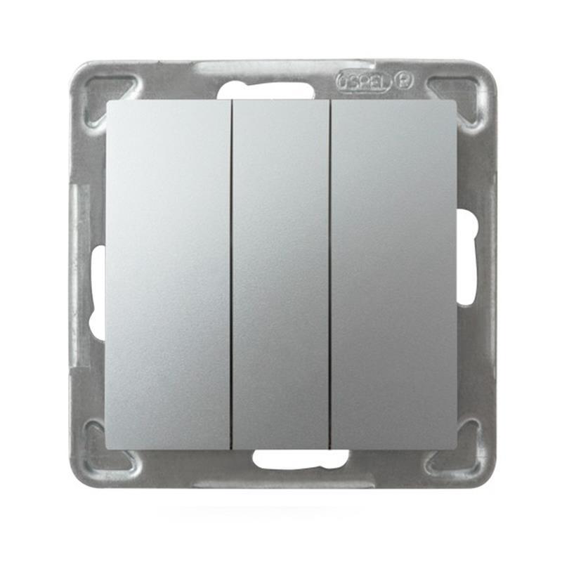 Ospel Impresja srebrny - łącznik potrójny zwierny ŁP-24Y/m/18