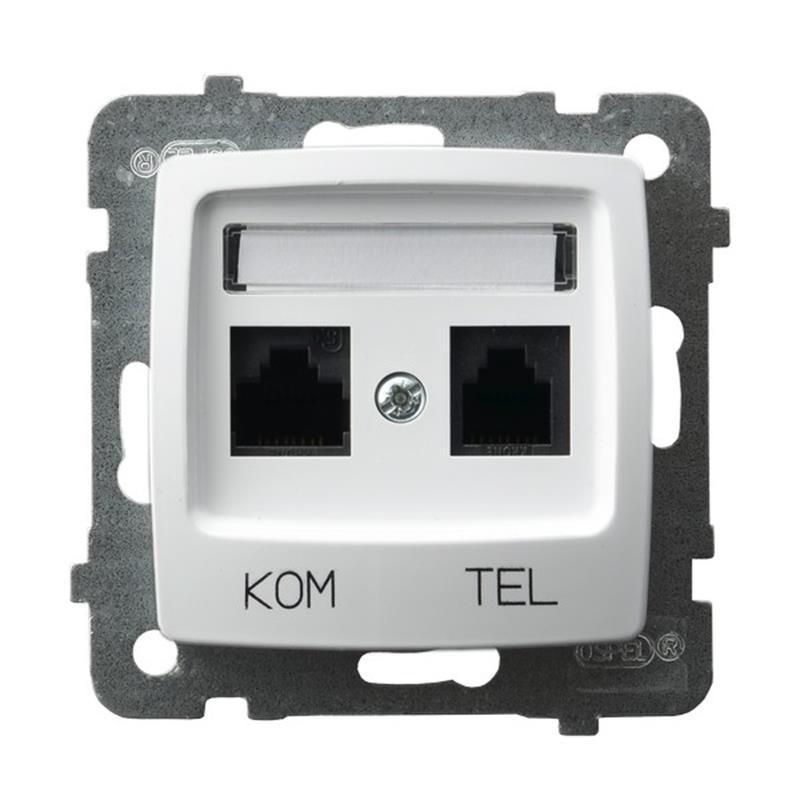 Ospel Karo biały - gniazdo telefoniczno-komputerowe GPKT-S/K/m/00