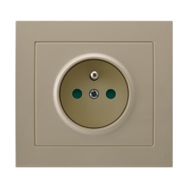 Ospel Kier beżowy - gniazdo pojedyncze +0 z przesłonami GP-1WZP/01