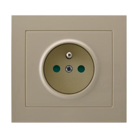 Ospel Kier beżowy - gniazdo pojedyncze +0 z przesłonami GP-1WZP/01