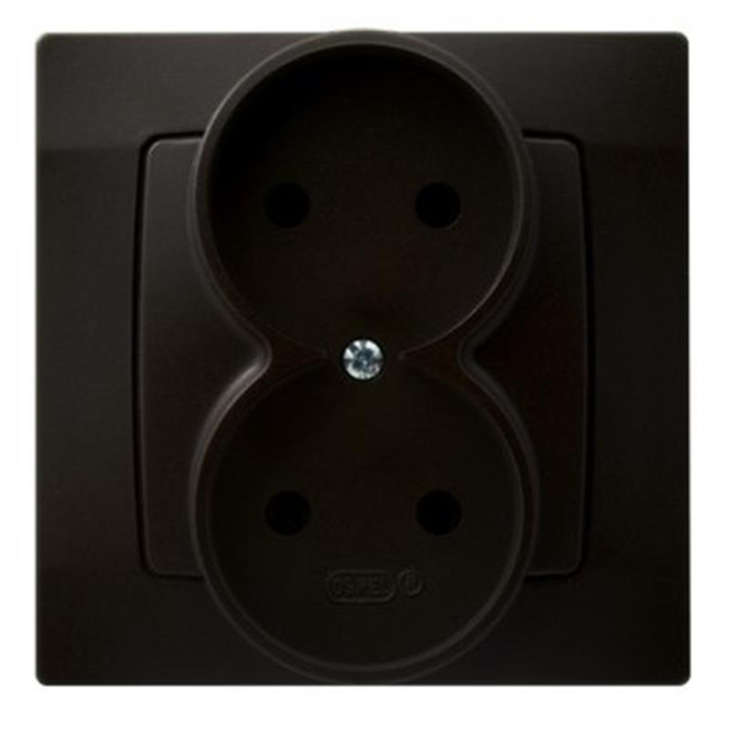 Ospel Karo czekoladowy - gniazdo podwójne GP-2S/40