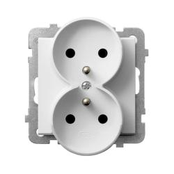 Ospel Sonata biały - gniazdo podwójne (+0) do ramki GP-2RRZ/m/00