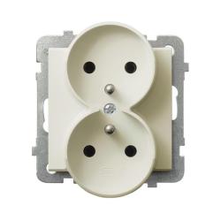 Ospel Sonata ecru - gniazdo podwójne (+0) do ramki GP-2RRZ/m/27