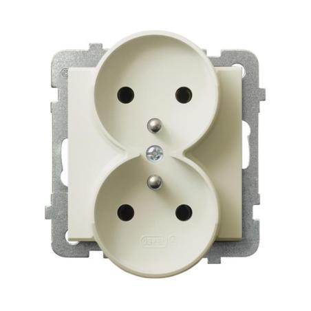 Ospel Sonata ecru - gniazdo podwójne (+0) do ramki GP-2RRZ/m/27