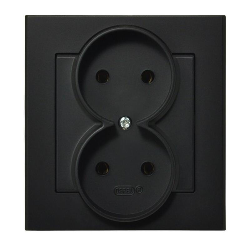 Ospel Sonata czarny - gniazdo podwójne GP-2R/33