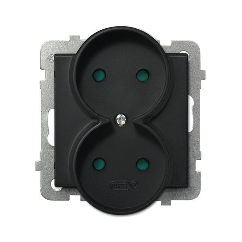 Ospel Sonata czarny - gniazdo podwójne do ramki GP-2RR/m/33