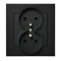 Ospel Sonata czarny - gniazdo podwójne (+0) GP-2RZ/33