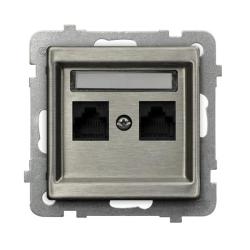 Ospel Sonata stal inox - gniazdo komputerowe kat.5e GPK-2RMK/m/37