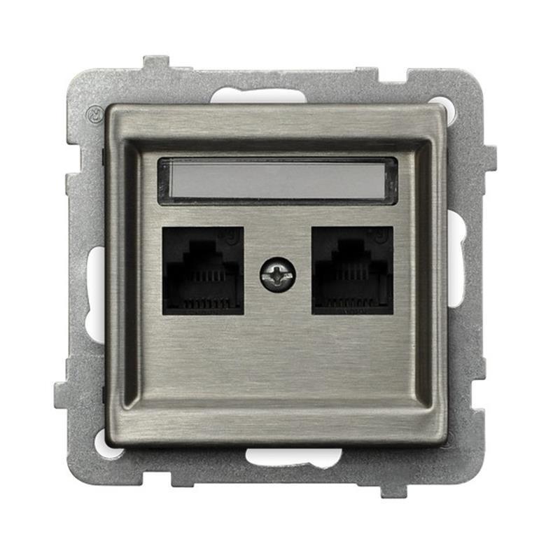 Ospel Sonata stal inox - gniazdo komputerowe kat.5e GPK-2RMK/m/37