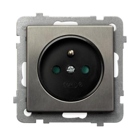 Ospel Sonata stal inox - gniazdo pojedyncze (+0) z przesłonami GP-1RMZP/m/37