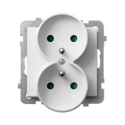 Ospel Sonata biały - gniazdo podwójne (+0) do ramki z przesłonami GP-2RRZP/m/00