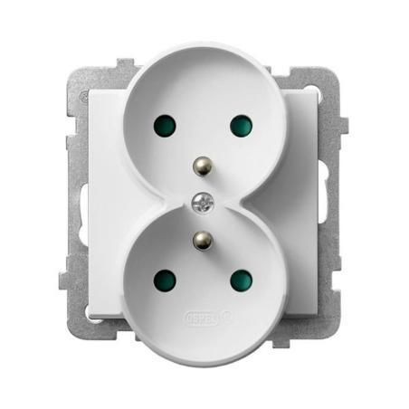 Ospel Sonata biały - gniazdo podwójne (+0) do ramki z przesłonami GP-2RRZP/m/00