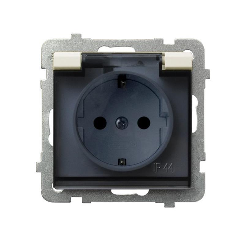 Ospel Sonata ecru - gniazdo bryzgoszczelne (+0) SCHUKO GPH-1RS/m/27/d