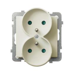 Ospel Sonata ecru - gniazdo podwójne (+0) do ramki z przesłonami GP-2RRZP/m/27