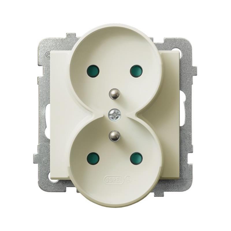 Ospel Sonata ecru - gniazdo podwójne (+0) do ramki z przesłonami GP-2RRZP/m/27 Ospel Sonata ecru - gniazdo podwójne (+0) do ramki z przesłonami GP-2RRZP/m/27