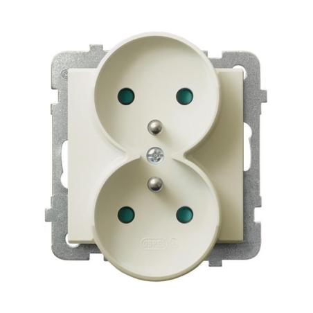 Ospel Sonata ecru - gniazdo podwójne (+0) do ramki z przesłonami GP-2RRZP/m/27