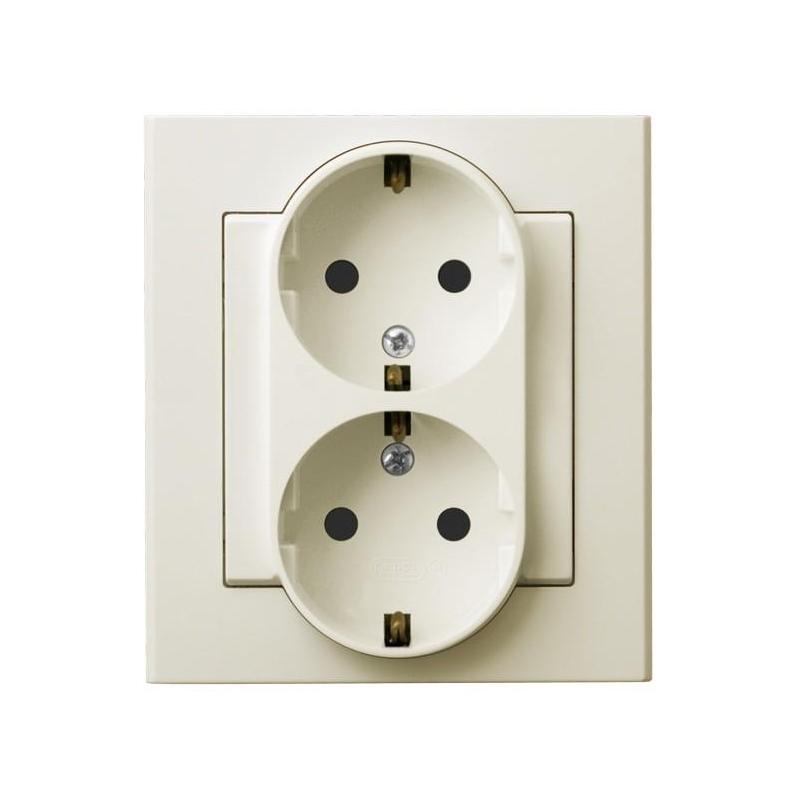 Ospel Sonata ecru - gniazdo podwójne (+0) SCHUKO GP-2RS/27