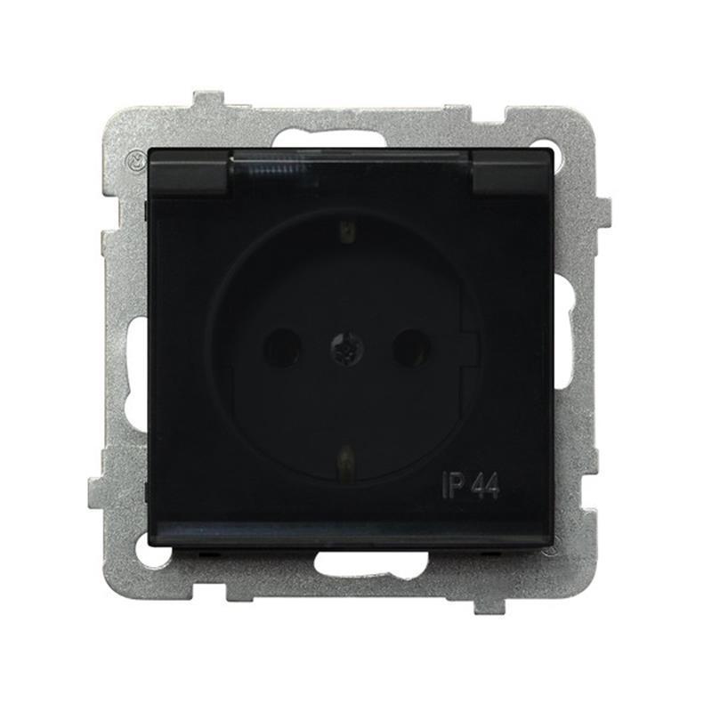 Ospel Sonata czarny - gniazdo bryzgoszczelne (+0) SCHUKO GPH-1RS/m/33/d