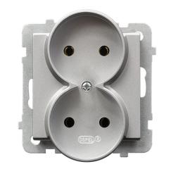 Ospel Sonata srebrny - gniazdo podwójne do ramki GP-2RR/m/38